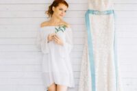 30 a white sheer plain off the shoulder mini dress paired with comfy boots for a relaxed look