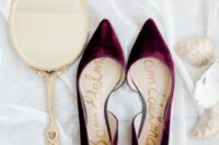 32 gorgeous plum-colored velvet flats to make a statement with color at a fall or winter wedding