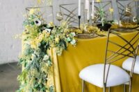 a simple yellow wedding table setting