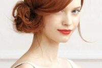 34 a cute side messy updo with a volume on top is a chic hairstyle that you can DIY