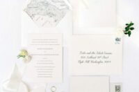 41 a modern and classic neutral wedding invitation suite with map lining, black calligraphy and prints is a great idea for a summer wedding