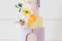 a stylish geometric spring wedding cake