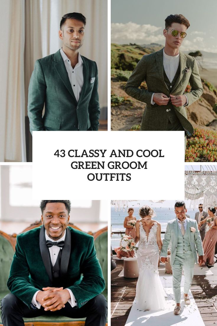 classy and cool green groom outfits cover