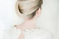 47 a sweet and tight French twist updo with a volume on top on balayage hair is very stylish and chic