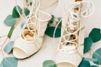 48 lace peep toe lace up booties for a romantic and very fashionable bridal look