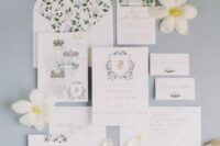 50 a stylish summer wedding invitation suite with painted maps and a palace, hydrangea lining and calligraphy is amazing
