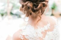 51 a wavy updo on medium length hair with a bump on top is a very elegant and refined idea
