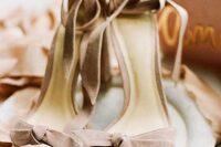 51 dusty pink suede wedding shoes with bows and ankle straps are amazing for a spring or summer wedding, add a delicate touch of color to your look with them