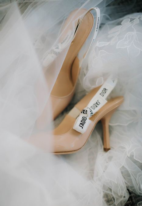 nude wedding slingbacks with logos are adorable for a glam and refined bridal look, they are timeless