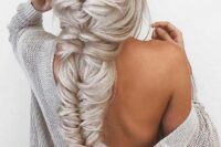 a dimensional fishtail braid with twists in icy blonde is a beautiful and chic idea with a boho feel