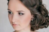 04 a super elegant curly side updo with a volume on top is a chic hairstyle that wows