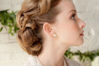 08 a retro wedding updo with fixed waves and curls on long hair is a very cool idea for a 1940s or 1950s wedding