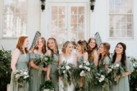 08 mismatching sage green maxi bridesmaid dresses are perfection for a spring or summer wedding