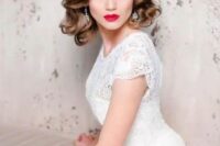 09 curly wedding hair looks very cute, chic and feminine, and will fit many bridal styles