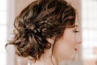 16 a messy and cool wavy side updo with some lcoks down and a wavy top is ideal for medium length hair
