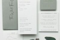 30 a modern sage green wedding invitation suite with white elements and stylish letters plus letterpressing
