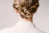 38 a twisted low bun with a textural top is long-lasting lob styling for a bride or bridesmaid