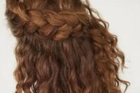 41 a half updo with a large side braided halo and locks down will easily accent your folksy or boho look
