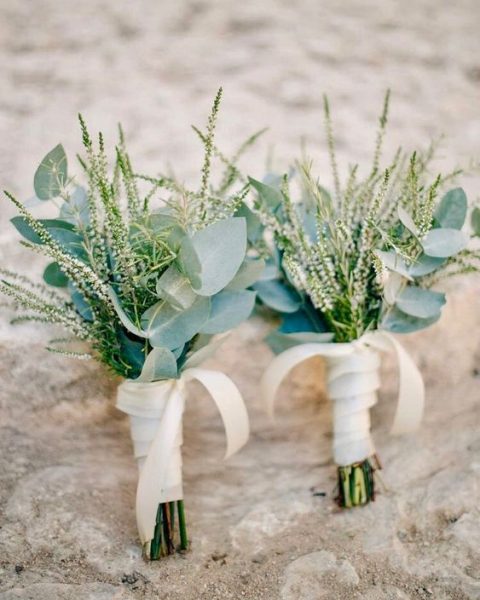 cool sage green boutonnieres will refresh grooms’ and groomsmen’s looks
