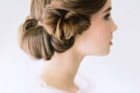 69 a unique wedding hairstyle with a twisted lower part and a sleek top is a fresh take on a vintage hairstyle