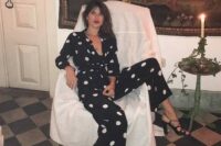 15 a black and white polka dot jumpsuit and strappy shoes – you need nothing else to look fantastic