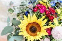 a cool sunflower wedding bouquet