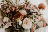a moody fall wedding bouquet