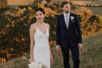 10 a classic plain slip wedding dress with a V-neckline and straps will never go out of style and is a great idea for a modern or minimalist bride