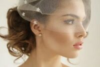 10 a mini veil with bright sequin florals is a pretty and chic idea for a modern bride