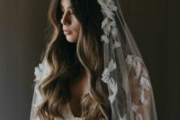 45 a Juliet cap veil with floral applique is a beautiful and chic idea for a bride who wants a floral accessory