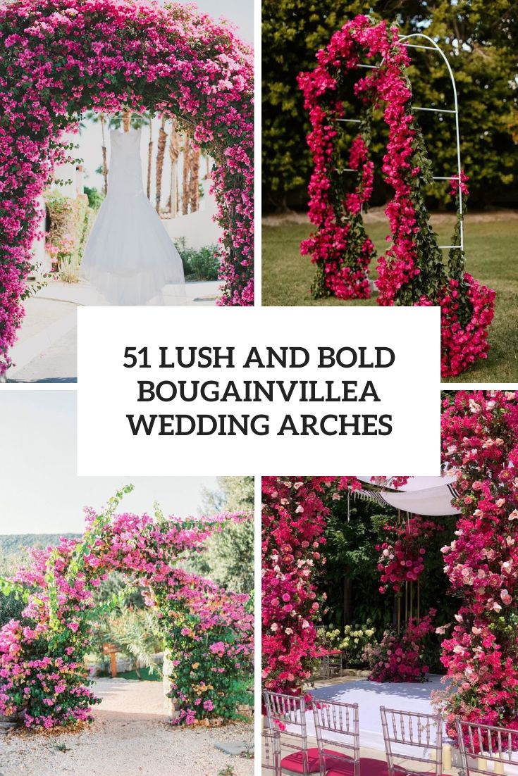 lush and bold bougainvillea wedding arches cover
