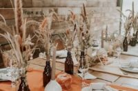 87 lovely fall boho wedding centerpiece of dried herbs, candles and crystal candeholders is amazing for fall boho weddings