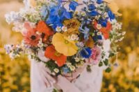 a cute, natural wildflower wedding bouquet