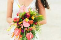 a colorful cascading wedding bouquet