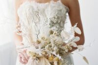 a cute dried flowers wedding bouquet