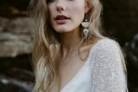 bold statement earrings with beads and geometric shapes for a modern bridal look with a boho feel