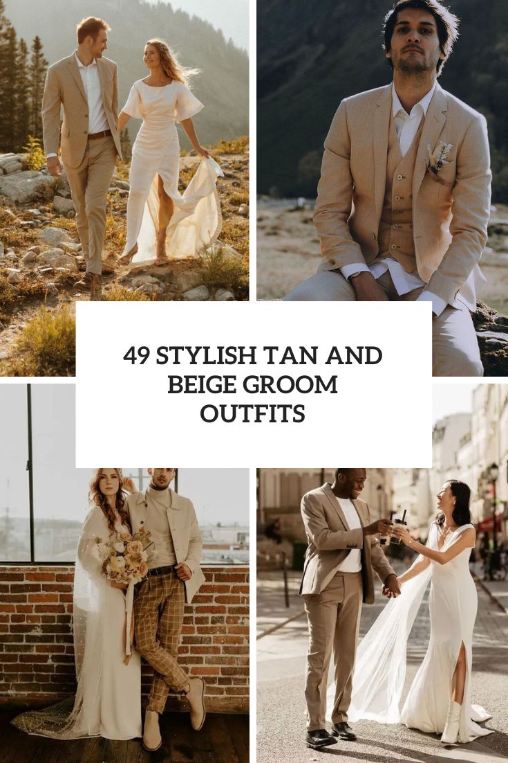 stylish tan and beige groom outfits cover