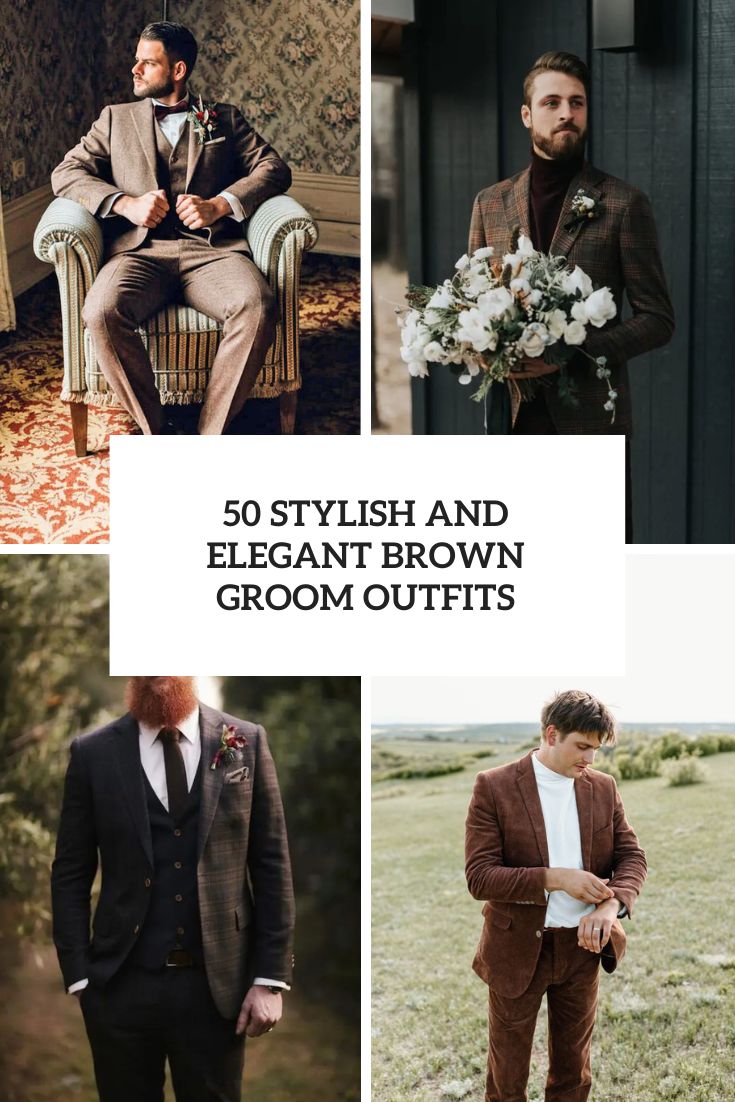 stylish and elegant brown groom outfits cover