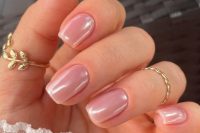 a lovely glossy pink wedding nails idea