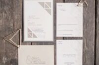 a modern grey geometric wedding stationery suite with simple letters for those who love simplicty and timeless look