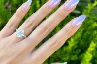 chrome lilac nails, long and coffin-shaped, will be great for an iridiscent bridal look or to add a bright touch to it