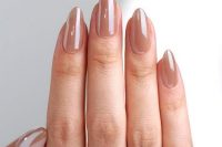 light chocolate brown chrome nails will add a slight touch of color to your fall bridal look