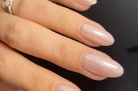 long blush glazed donut nails of an almond shape are amazing for a wedding, this is a fresh take on nude nails