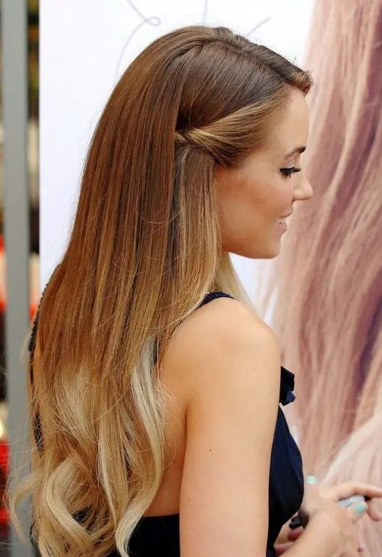 simple locks down with a twist on the side and a chic balayage for those who don't like fuss