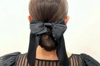 16 a bow tied chignon is a polished and chic idea, go for a satin or velvet bow according to your look and style