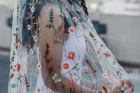 07 a fantastic colorful embroidered veil is a gorgeous idea for a wedding, it will add color, pattern and a boho midsummer feel to your look