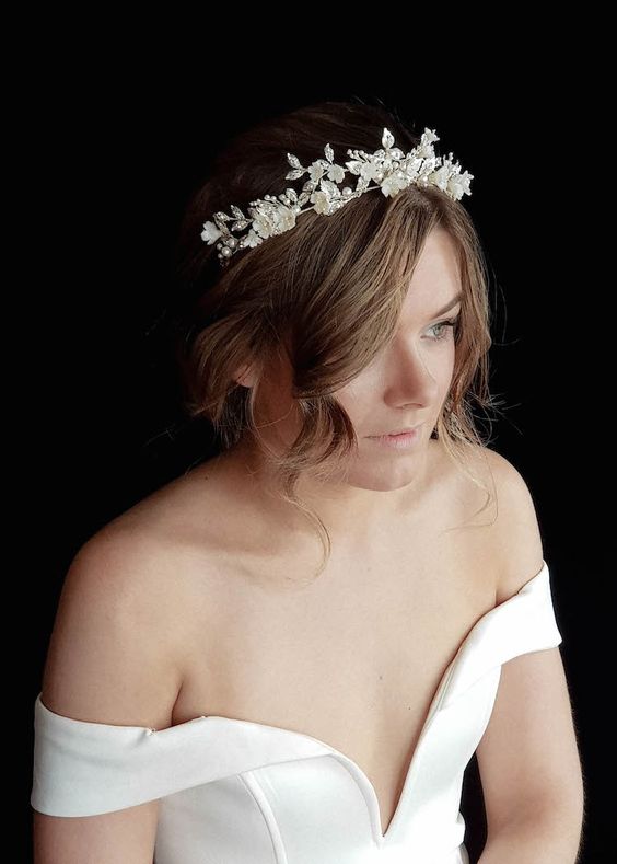 a sophisticated floral bridal tiara will accent your bridal look in the best way possible