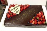 a stylish chocolate wedding cake