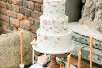 39 a white wedding cake with sugar white and pink flowers is a lovely idea for a summer or fall wedding