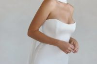 51 a minimalist bridal look with a plain strapless wedding dress and a matching scarf is amazing